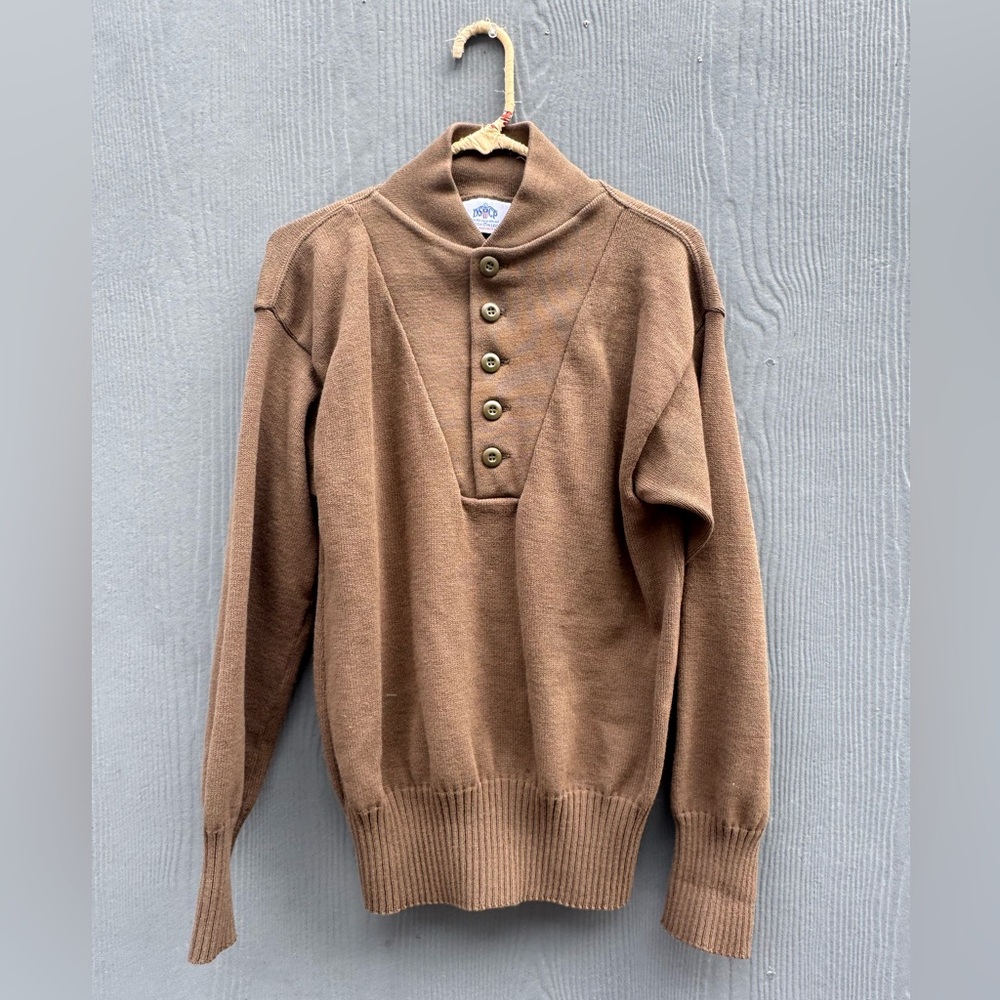 Vintage US Military Issue 5-Button Henley Sweater Size LG